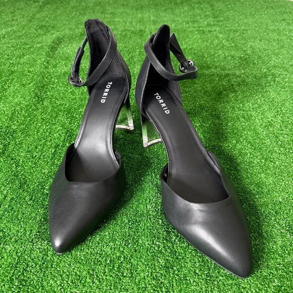 Torrid Lucite D'orsay Ankle Strap Closed Toe Heel Extra Wide Shoes Size 13WW NEW - Picture 1 of 12